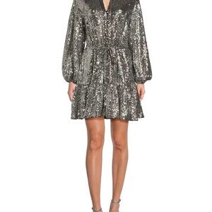 NWT Alex Marie Sequin Silver Dress